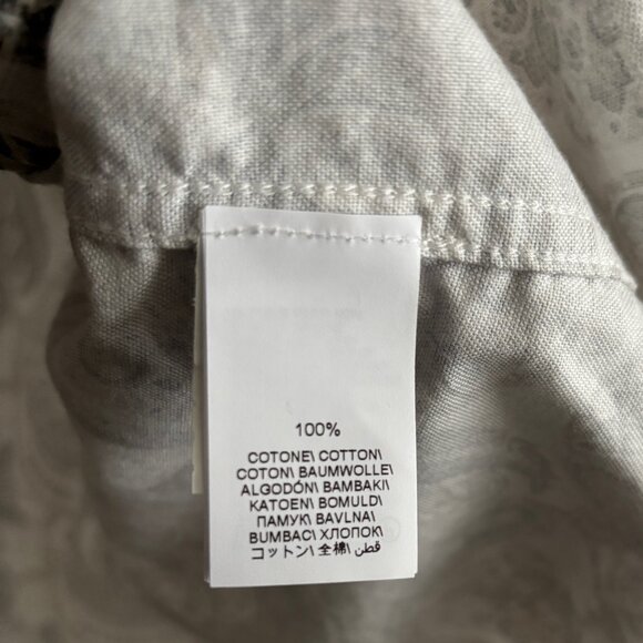 $1250 Brunello Cucinelli White Cotton Shirt With Brown Paisley Print - XL - Picture 5 of 10